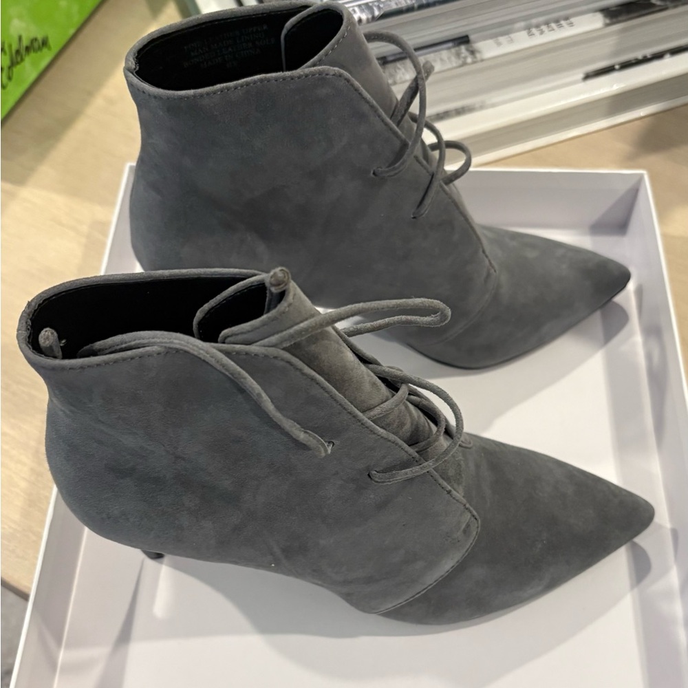 Charles David Charcoal Lace-Up Ankle Booties